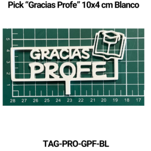 Paquete 5 picks "Gracias Profe" 10x4 Vainillla