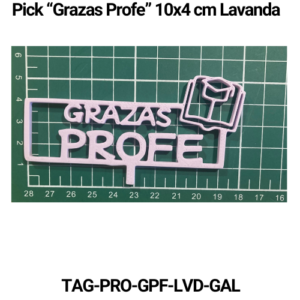 Paquete 5 picks "Grazas Profe" 10x4 Lavanda
