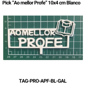 Paquete 5 picks "Ao mellor profe" 10x4 Vainilla