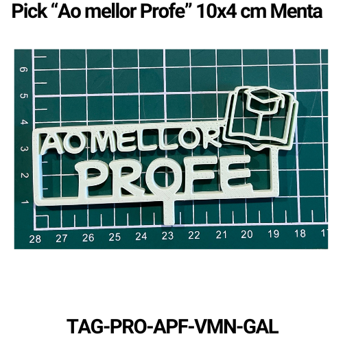 Paquete 5 picks "Ao mellor profe" 10x4 Verde Menta