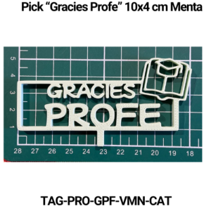 Paquete 5 picks "Grazas Profe" 10x4 Verde Menta