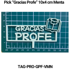 Paquete 5 picks "Gracias Profe" 10x4 Verde Menta