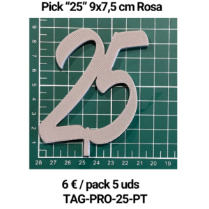 Paquete 5 picks "25" 10x4 Gris/Plata
