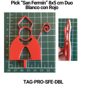 Pick "San Fermín" 8x5 Blanco con rojo