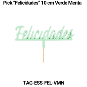 Paquete 5 picks "Felicidades" 10 cm Verde Menta