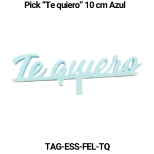 Paquete 5 picks "Te quiero" 8 cm Azul celeste