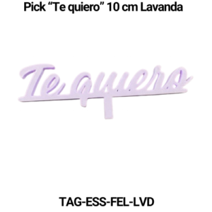 Paquete 5 picks "Te quiero" 8 cm Lavanda