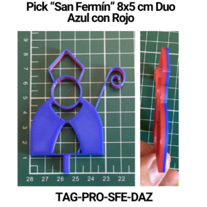 Pick "San Fermín" 8x5 Azul con Rojo