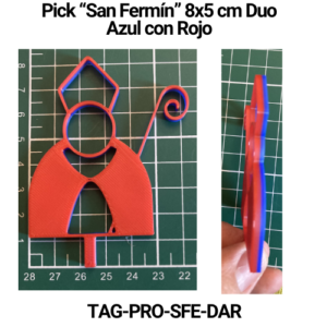 Pick "San Fermín" 8x5 Rojo con Azul