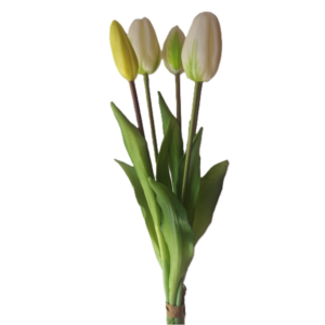 Tulipán 5 cabezas 40 cm uc.12 Amarillo con Crema
