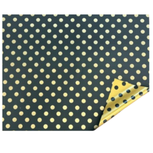 Celofán Opaco 70x40 Lunares Negro y Oro