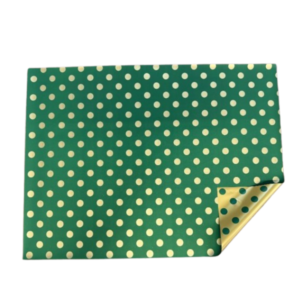 Celofán Opaco 70x40 Lunares Verde y Oro