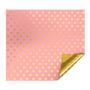 Celofán Opaco 70x40 Lunares Rosa antiguo y Oro