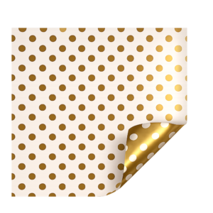 Celofán Opaco 70x40 Lunares Crema y Oro