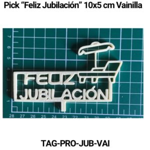 Paquete 5 picks "Feliz Jubilación" 10x4 Vainilla