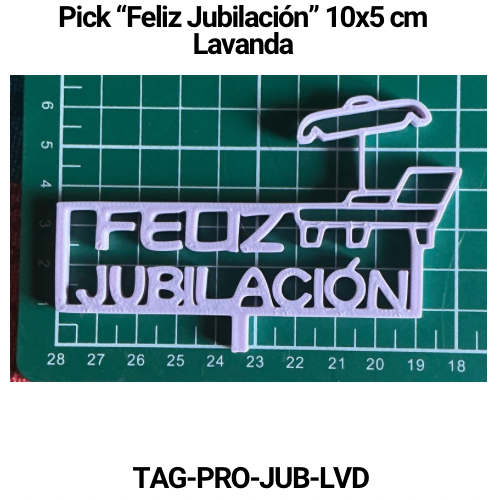 Paquete 5 picks "Feliz Jubilación" 10x4 Lavanda
