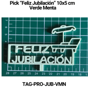 Paquete 5 picks "Feliz Jubilación" 10x4 Verde Menta