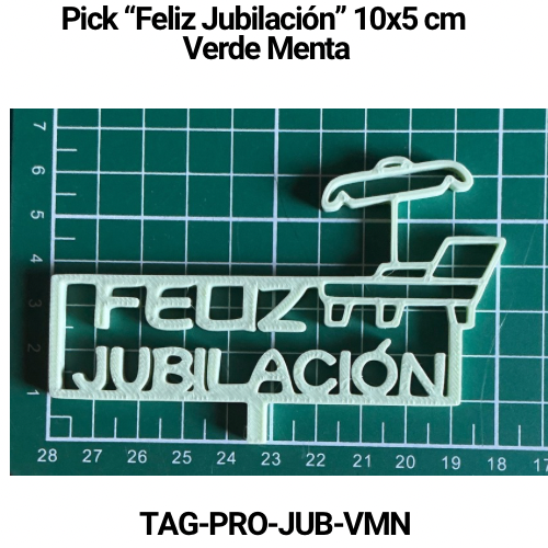 Paquete 5 picks "Feliz Jubilación" 10x4 Verde Menta