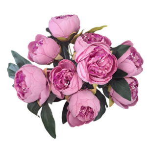 Ramillete 9 peonias 46 cm uc.24 Malva vintage