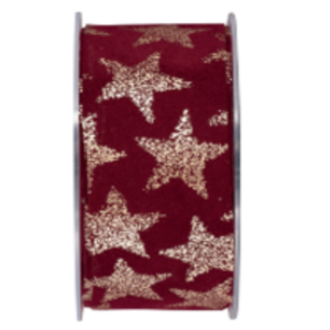 Cinta Tercipelo Estrellada 40 mm x 10 m Burdeos