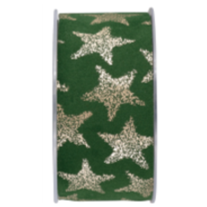 Cinta Tercipelo Estrellada 40 mm x 10 m Verde